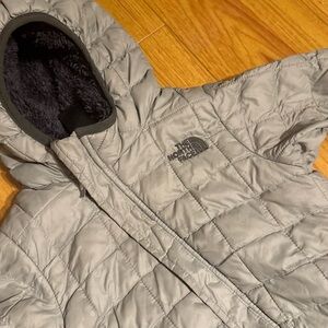 The North Face Gray Puffer Jacket with Hood